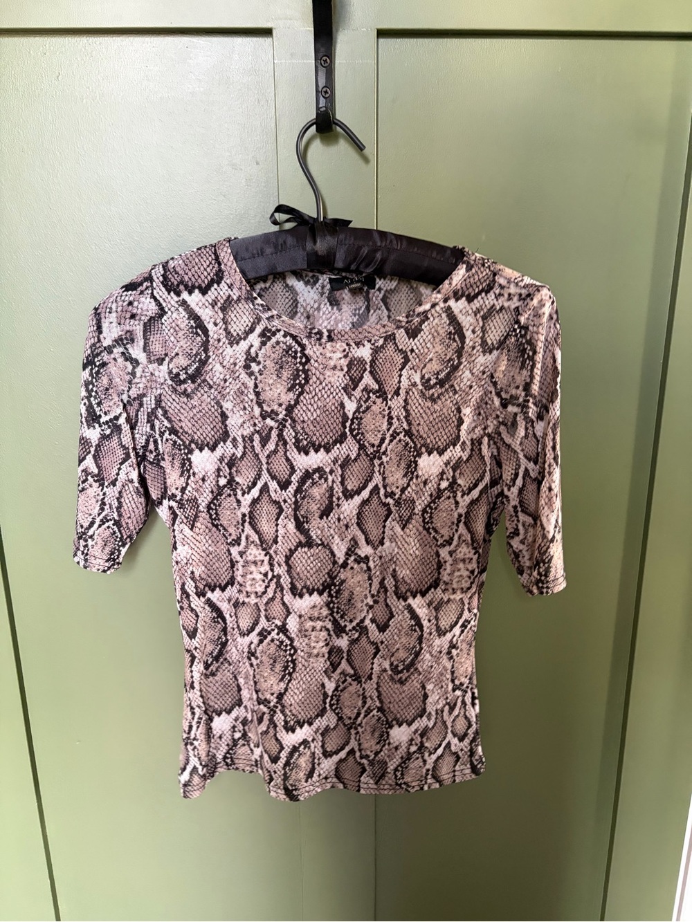 AFRM Snake-Print Short Sleeve Tee in Neutral Taupe & Black